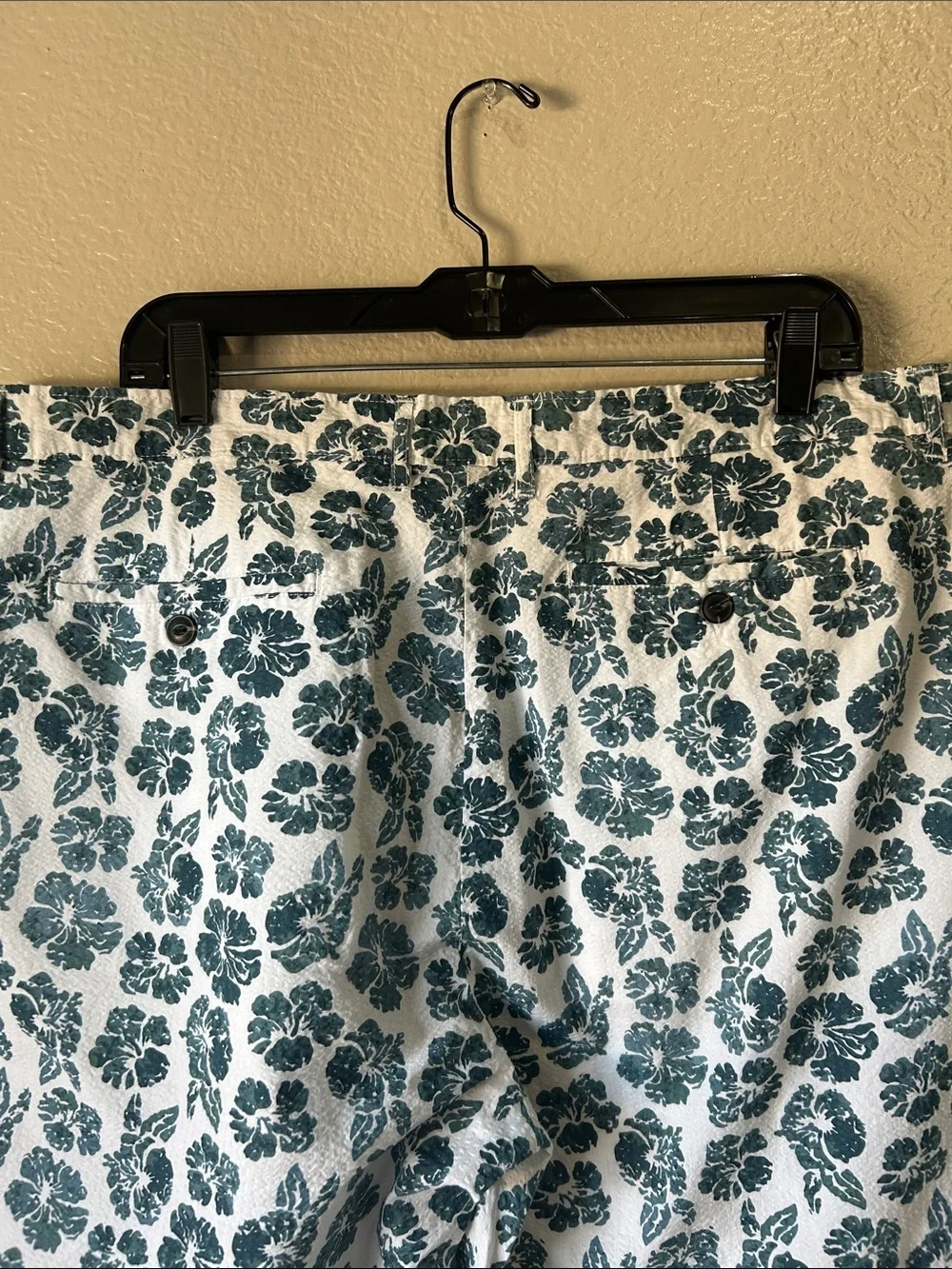 Jachs New York Men Teal Floral Cotton Shorts Summer Casual Vacation Sz 36 TC0003